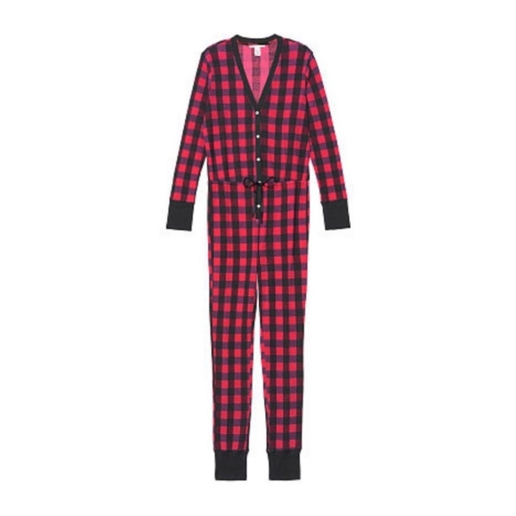 NWOT Victoria Secret Thermal Onesie PJ XL Pink & Black - Picture 3 of 4